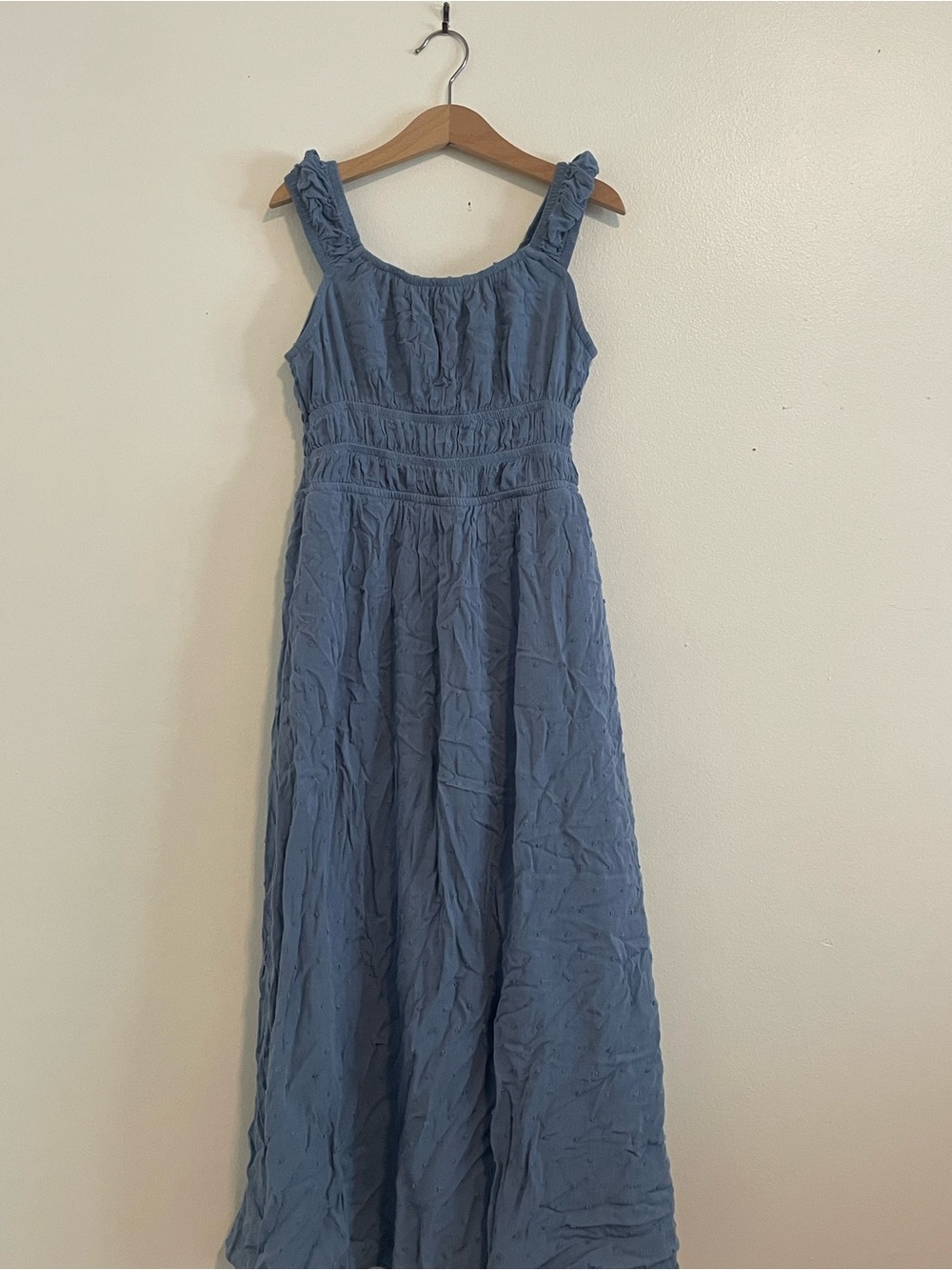 Eyeshadow Dusty Blue Maxi Dress with Ruffled Straps